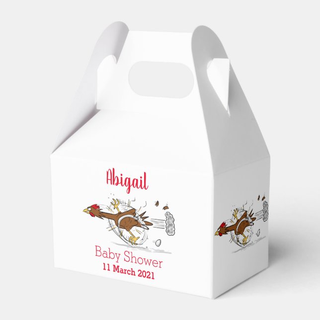 Funny running cool chicken cartoon illustration favor boxes (Front Side)