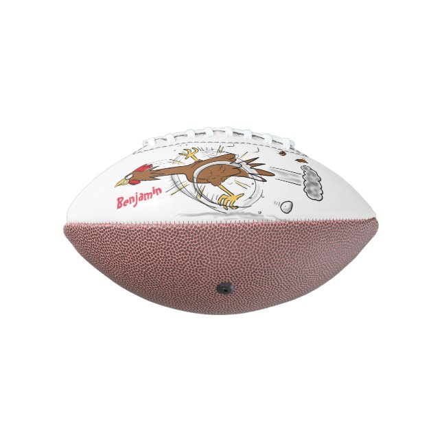 Funny running cool chicken cartoon illustration football (Rotated 270)