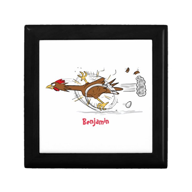 Funny running cool chicken cartoon illustration gift box (Front)