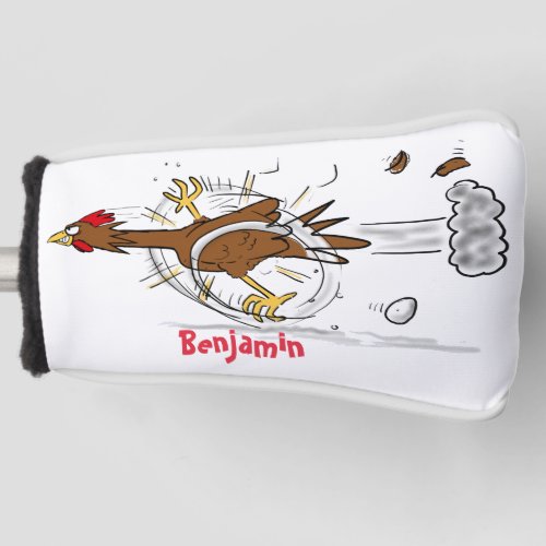 Funny running cool chicken cartoon illustration golf head cover