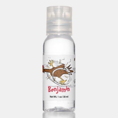 Funny running cool chicken cartoon illustration hand sanitizer