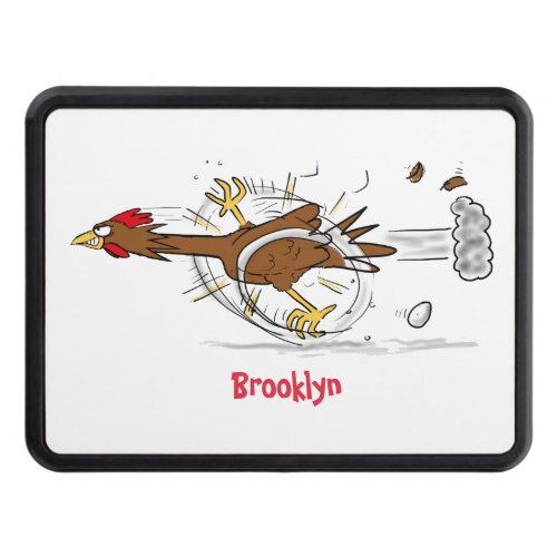 Funny running cool chicken cartoon illustration hitch cover