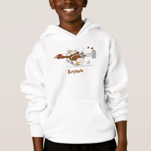 Funny running cool chicken cartoon illustration hoodie