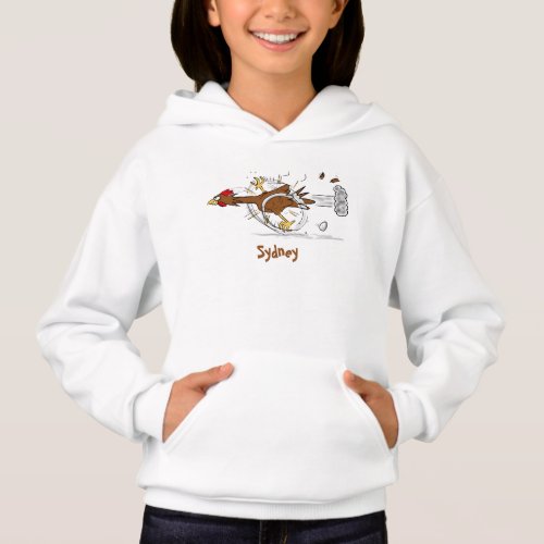 Funny running cool chicken cartoon illustration hoodie