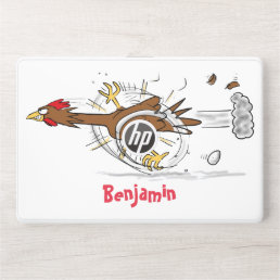 Funny running cool chicken cartoon illustration HP laptop skin