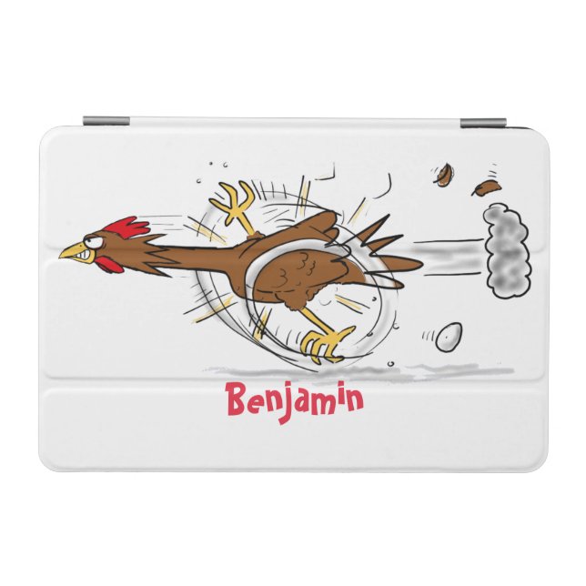 Funny running cool chicken cartoon illustration iPad mini cover (Horizontal)