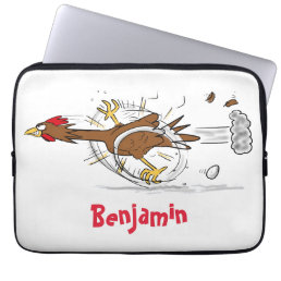 Funny running cool chicken cartoon illustration laptop sleeve