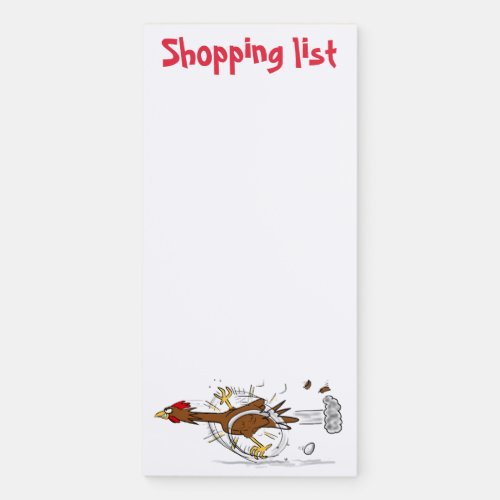 Funny running cool chicken cartoon illustration magnetic notepad