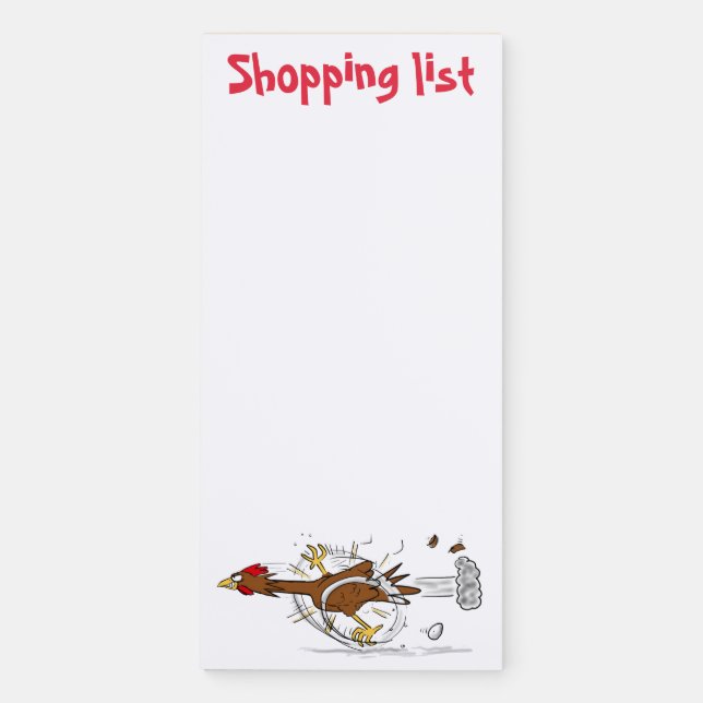 Funny running cool chicken cartoon illustration magnetic notepad (Front)