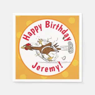 Funny running cool chicken cartoon illustration na napkins