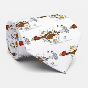 Funny running cool chicken cartoon illustration neck tie