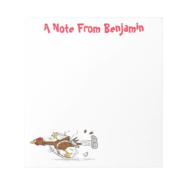 Funny running cool chicken cartoon illustration notepad (Front)