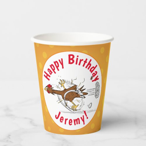 Funny running cool chicken cartoon illustration paper cups