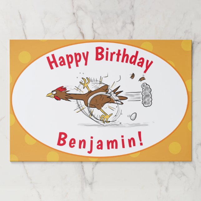 Funny running cool chicken cartoon illustration paper pad (Front)