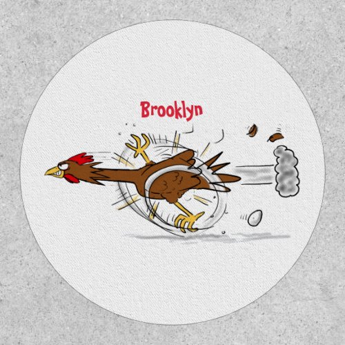 Funny running cool chicken cartoon illustration patch