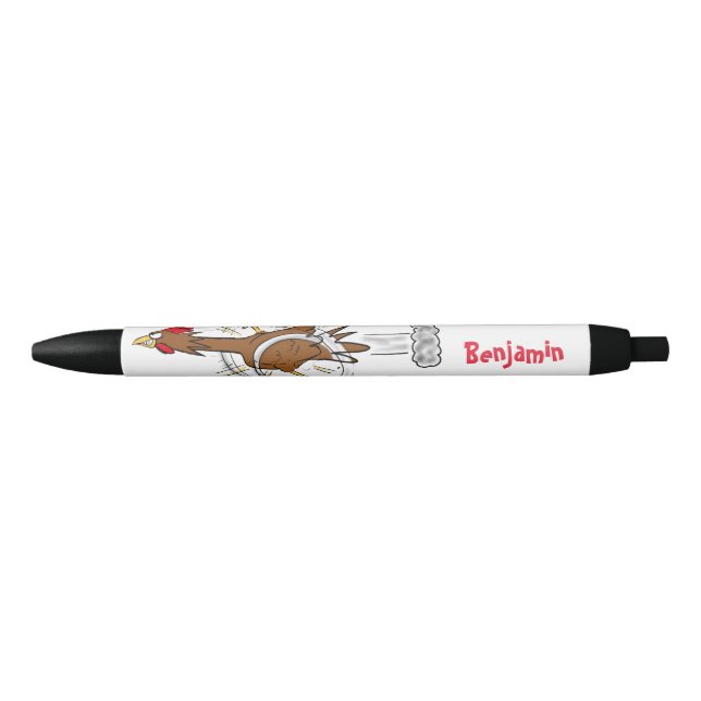 Funny running cool chicken cartoon illustration pen (Front)