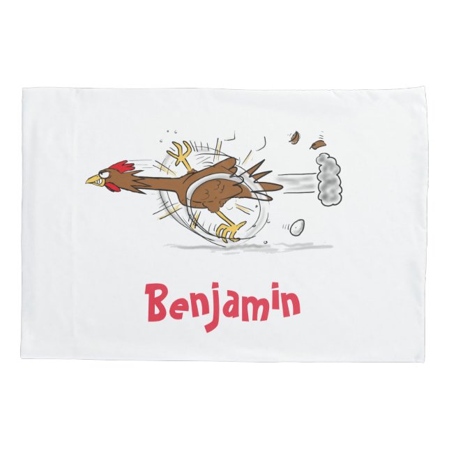 Funny running cool chicken cartoon illustration pillow case (Back)