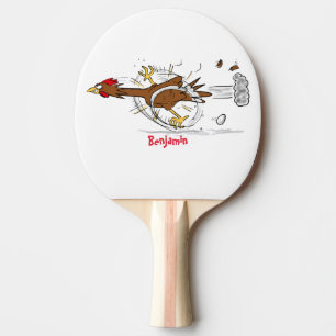 Funny running cool chicken cartoon illustration ping pong paddle