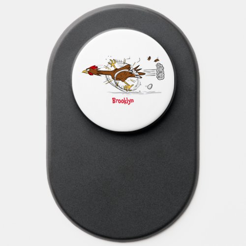 Funny running cool chicken cartoon illustration PopSocket