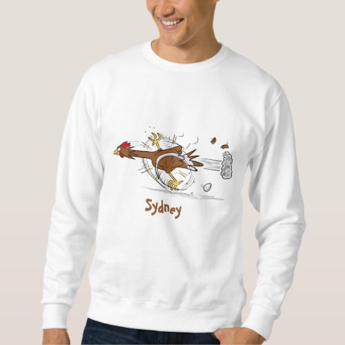 Funny running cool chicken cartoon illustration sweatshirt