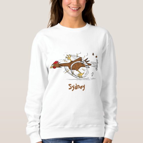 Funny running cool chicken cartoon illustration sweatshirt