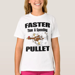 Funny running cool chicken cartoon illustration T-Shirt