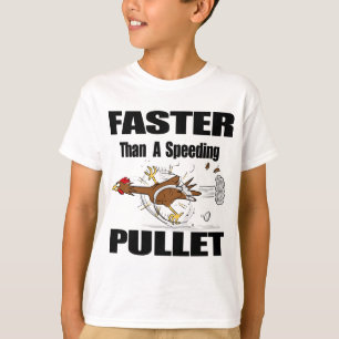 Funny running cool chicken cartoon illustration T-Shirt