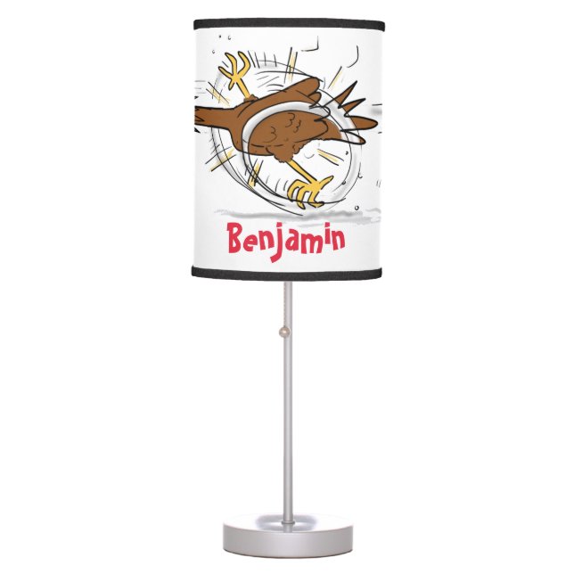 Funny running cool chicken cartoon illustration table lamp (Front)