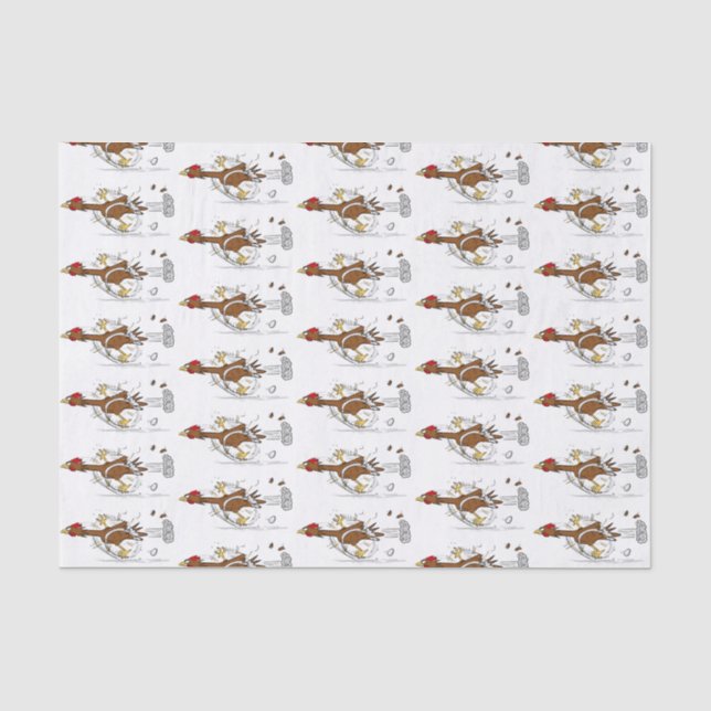 Funny running cool chicken cartoon illustration tissue paper (Front)