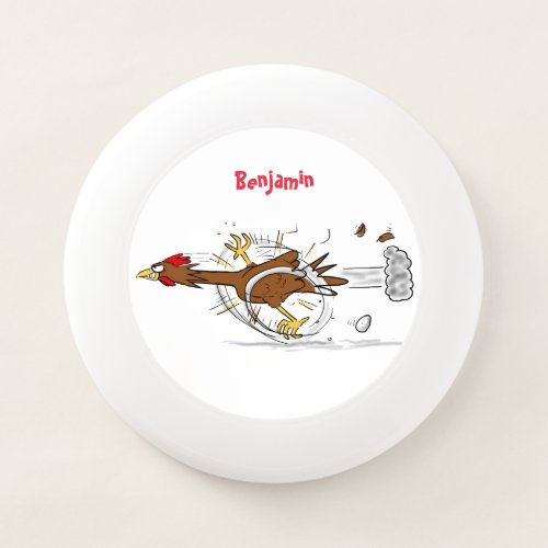 Funny running cool chicken cartoon illustration Wham_O frisbee