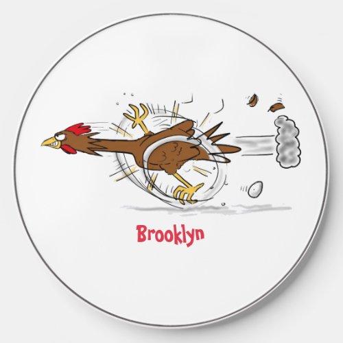 Funny running cool chicken cartoon illustration wireless charger 
