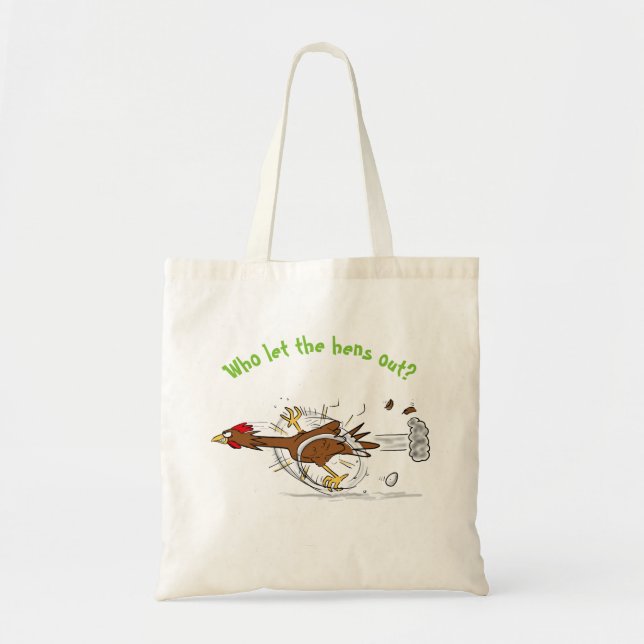 Funny running cool chicken cartoon tote bag (Front)