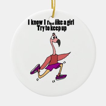 Funny Running Flamingo Ceramic Ornament by naturesmiles at Zazzle