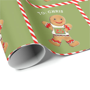 Funny Running Gingerbread Christmas Wrapping Paper