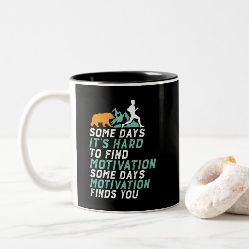 Funny Running Motivation To Run Chased By Bear Two_Tone Coffee Mug