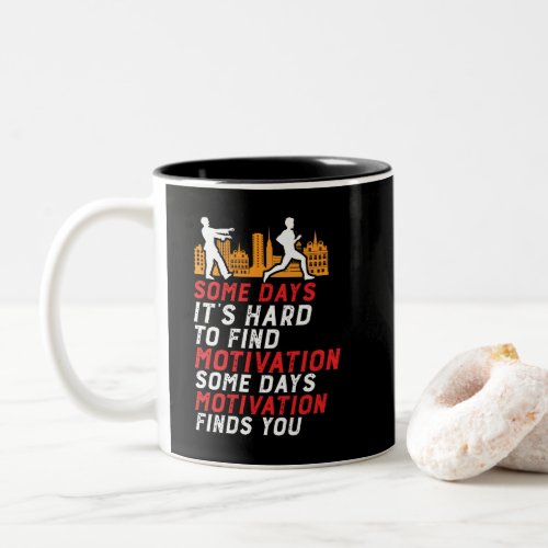 Funny Running Motivation To Run Chased By Zombies Two_Tone Coffee Mug