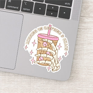 Funny Running On Caffeine and Chaos Vinyl Sticker