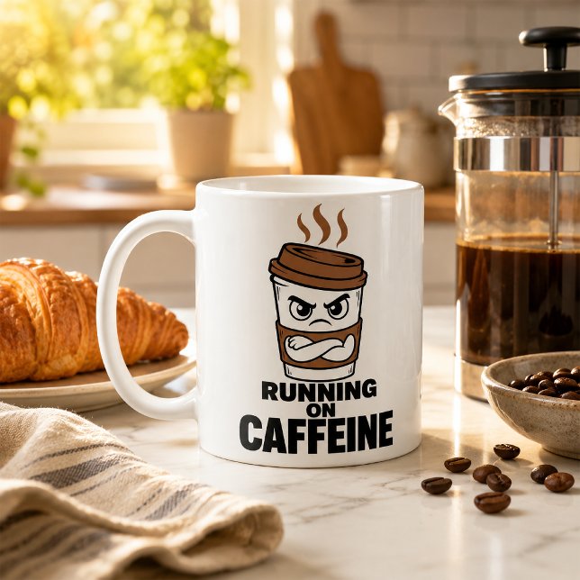 Funny Running On Caffeine Coffee Mug Sarcastic (Creator Uploaded)