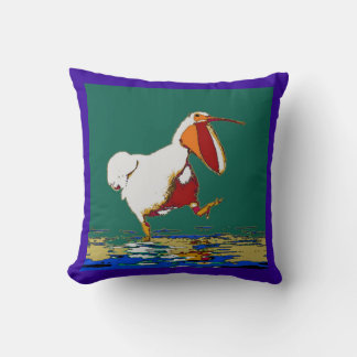 Funny Running Pelican Throw Pillow