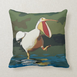 Funny Running Pelican Throw Pillow
