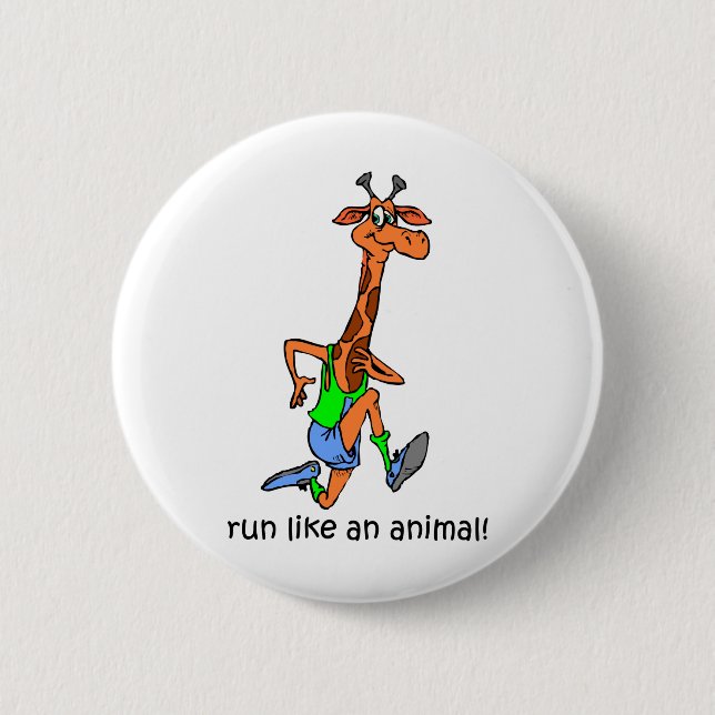 Funny running pinback button (Front)