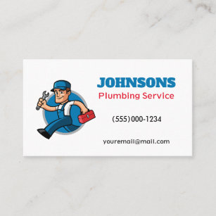 Funny Running Plumber Contractor Plumbing Service Business Card