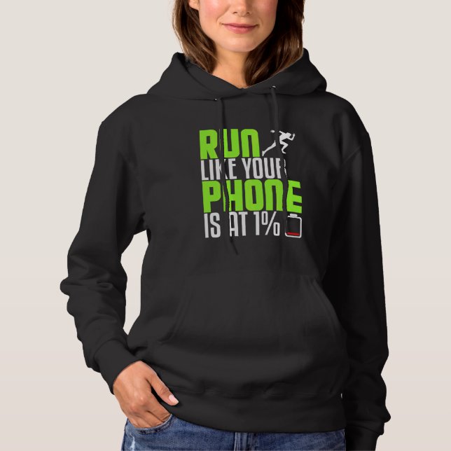 Funny Running Runner Like Phone On Half Marathon G Hoodie (Front)