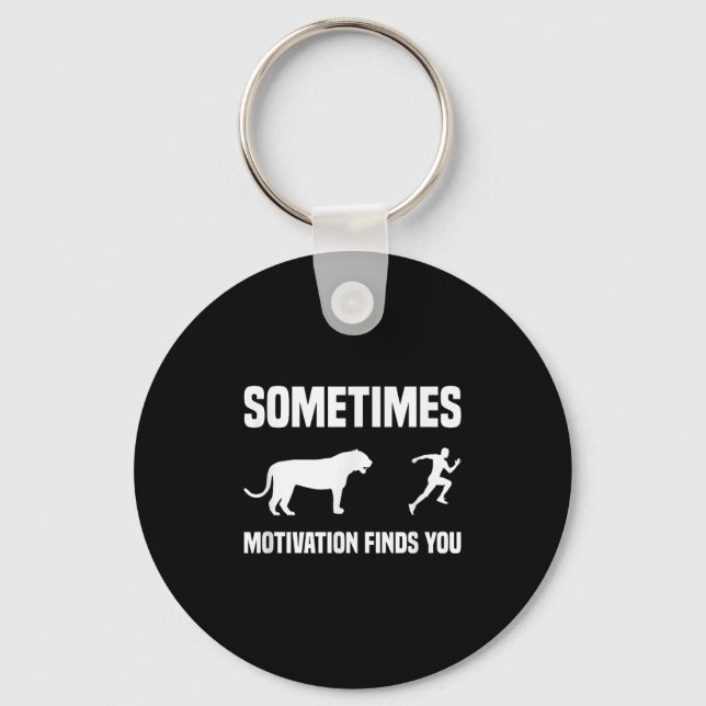 Funny Running Shirt Sport Runner Tiger Motivation  Keychain (Front)