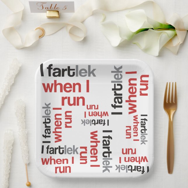 Funny Running Themed I FARTlek when I Run Paper Plates (Wedding)