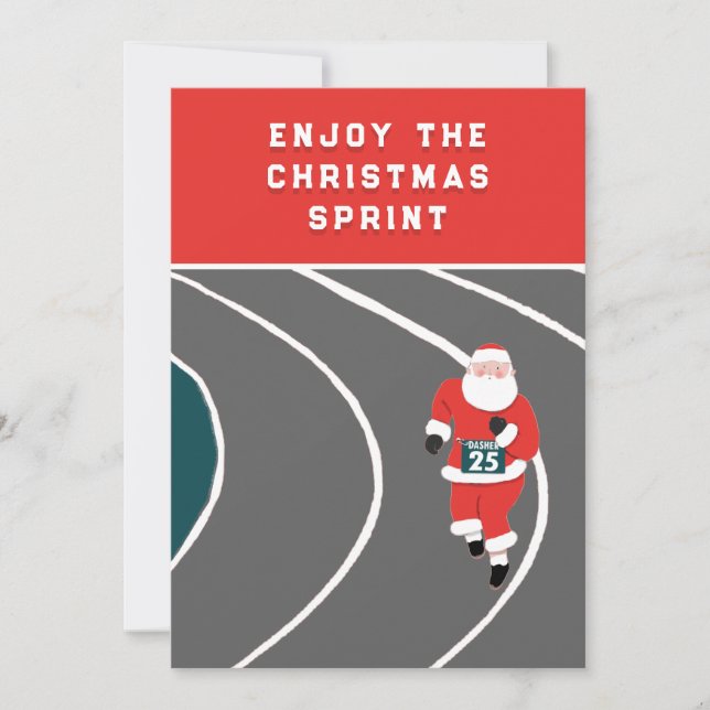 Funny Running Track and Field Christmas Holiday Card (Front)
