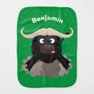Funny running water buffalo cartoon baby burp cloth