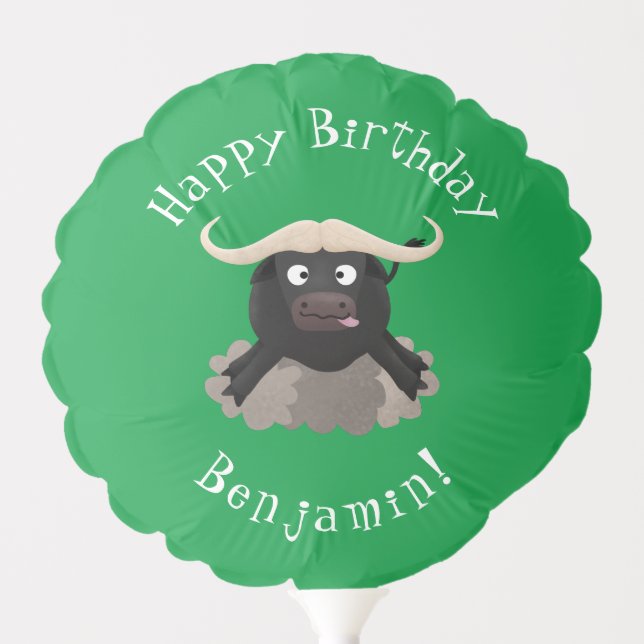 Funny running water buffalo cartoon balloon (Front)