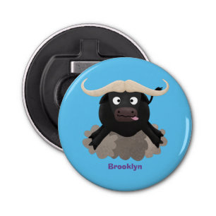 Funny running water buffalo cartoon bottle opener
