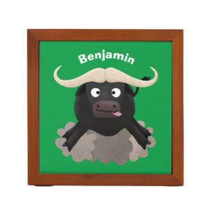 Funny running water buffalo cartoon desk organizer